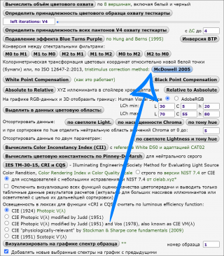 tristimulus correction method в спектральном калькуляторе