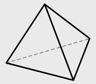 Фигура тетраэдра для иллюстрации многомерности и линейности используемой модулями CMM интерполяции - трилинейной или тетраэдральной