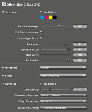 Рис. 1. <br />Вкладка Profile Settings программы i1Profiler от X-Rite.