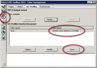 Извлечение внедренного в объект пдфки профиля с помощью Prinect PDF Toolbox от Heidelberg