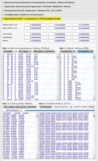 Интерфейс iccGPU в спектральном калькуляторе