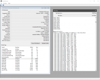 Интерфейс программы wxProfileDump.exe из пакета ICCMax