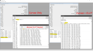 Слева DLP по типу Curves просто с линейной &quot;заглушкой&quot; CLUT с гранулярностью 2. Справа - полноценные таблицы CLUT с гранулярностью 13.