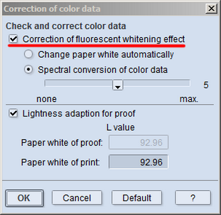 Рис. 11. <br />Коррекция эффекта флуоресценции бумаги в Color Toolbox.