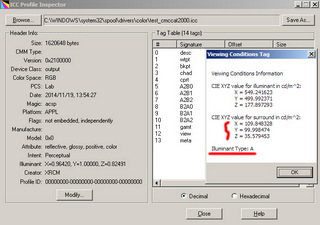 тег view в профиле i1Profiler содержит данные об иллюминанте профиля